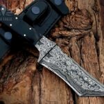 9" Buffalo Horn Tanto Hunting Knife made of Damascus Steel