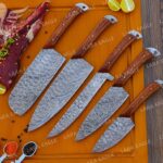 Lara Eagle 5-Pcs Damascus Steel Chef Knife Set – Mahogany Woods